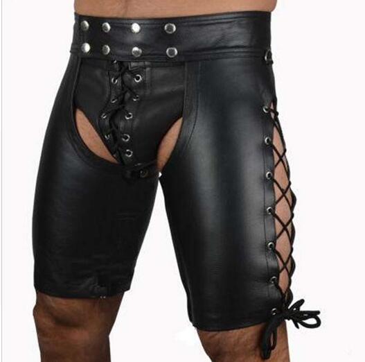 Leather Work Pants - Sexy Lingerie Nieuwe Hot Zwarte Mens