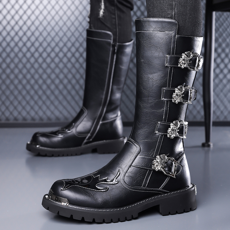 Leatherwork Designs - Herfst Nieuwe Designer Leren Lange Laarzen
