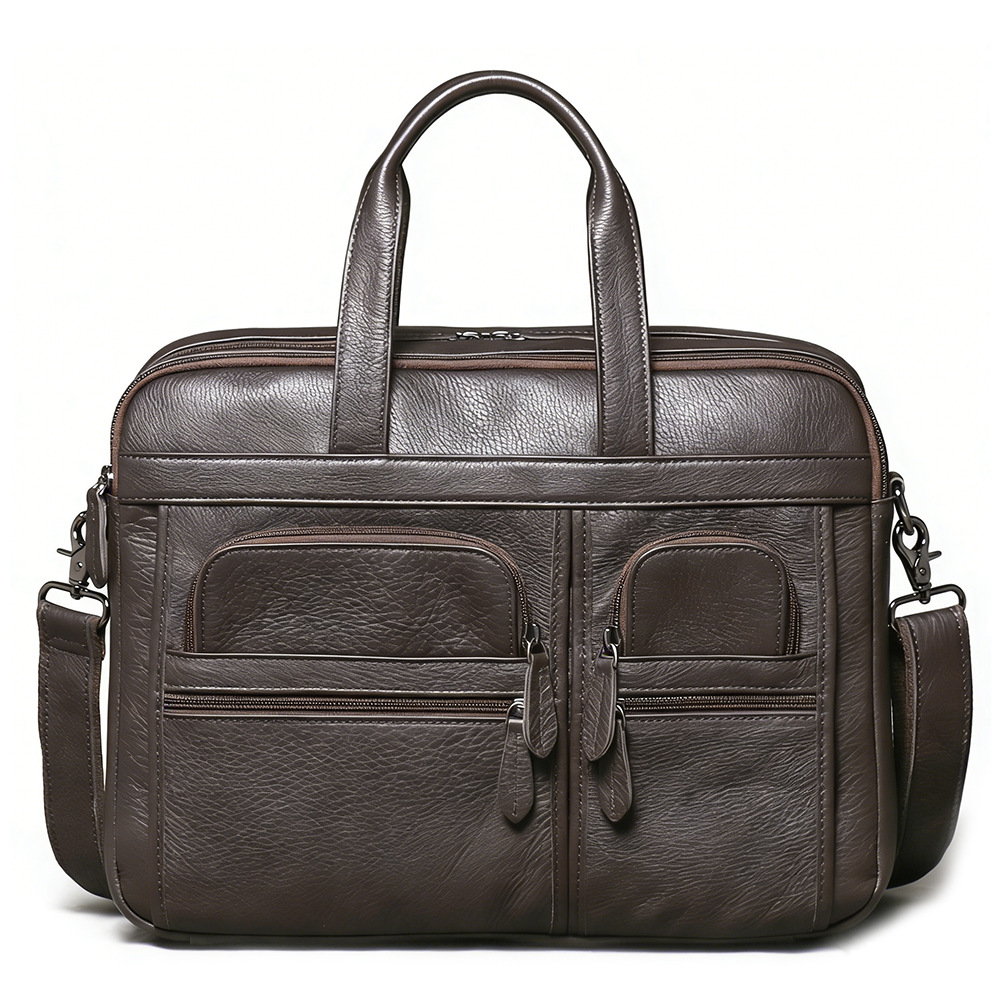 Leather Work Bag Laptop - Herenaktentas van echt leer, zakelijke laptoptas,