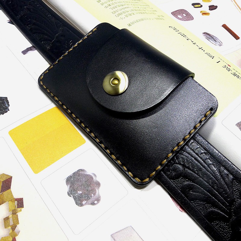 Leatherwork Belt - Blongk Ultra Dunne Taille Tas Echt