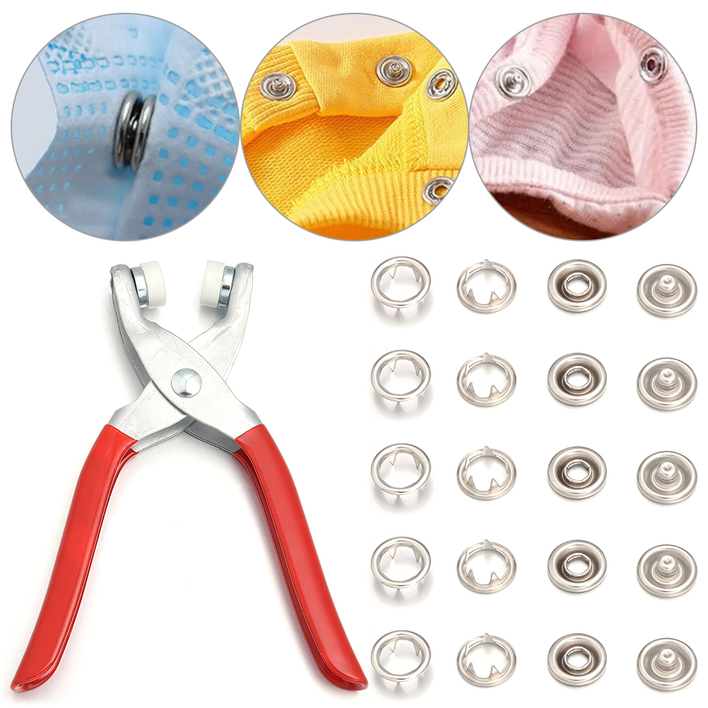Snap Fastener Setter - 50 sets 7,5/9,5/11mm RVS drukknopen metalen