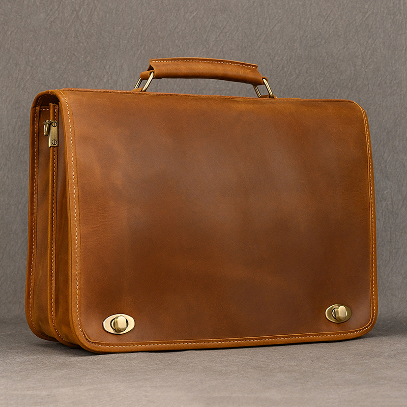 Leather Work Bag Laptop - Aanpassen Echt Lederen Laptoptas Zakenreis Aktetas