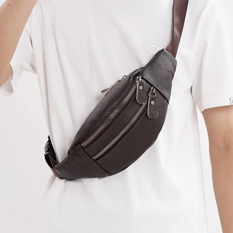 Leather Work Bag Laptop - Echt leren heuptas voor heren, multifunctionele