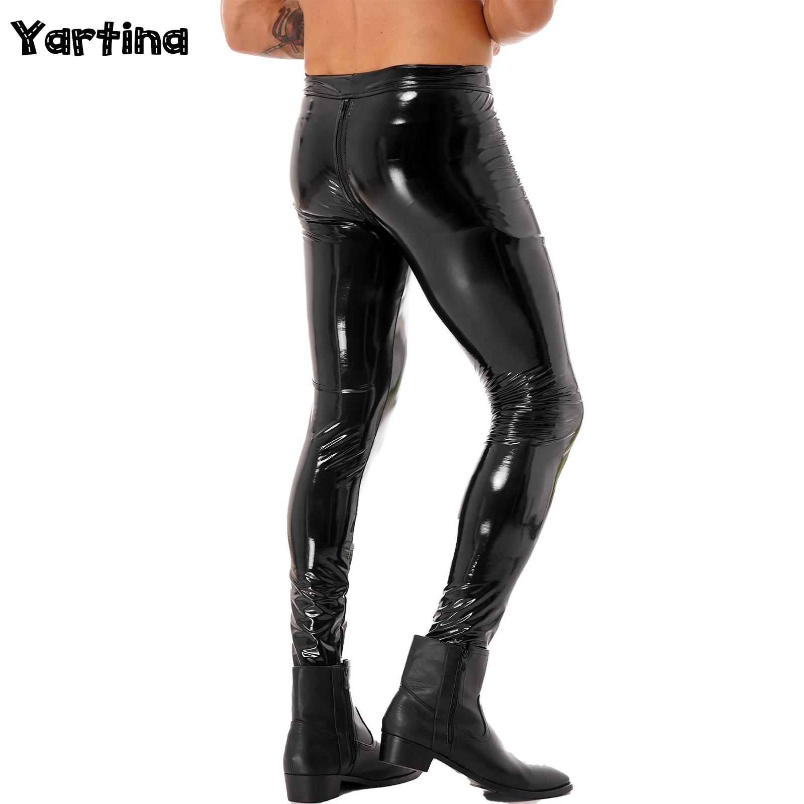 Leather Work Pants - Heren tweerichtingsrits kruisbroek Clubwear lakleer Moto