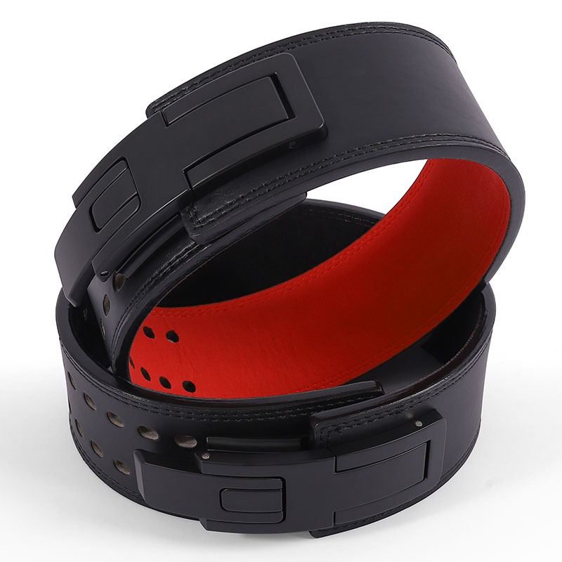 Leather Workout Belt - Gewichthefriem van rundleer met hendelgesp, tailleondersteuning,