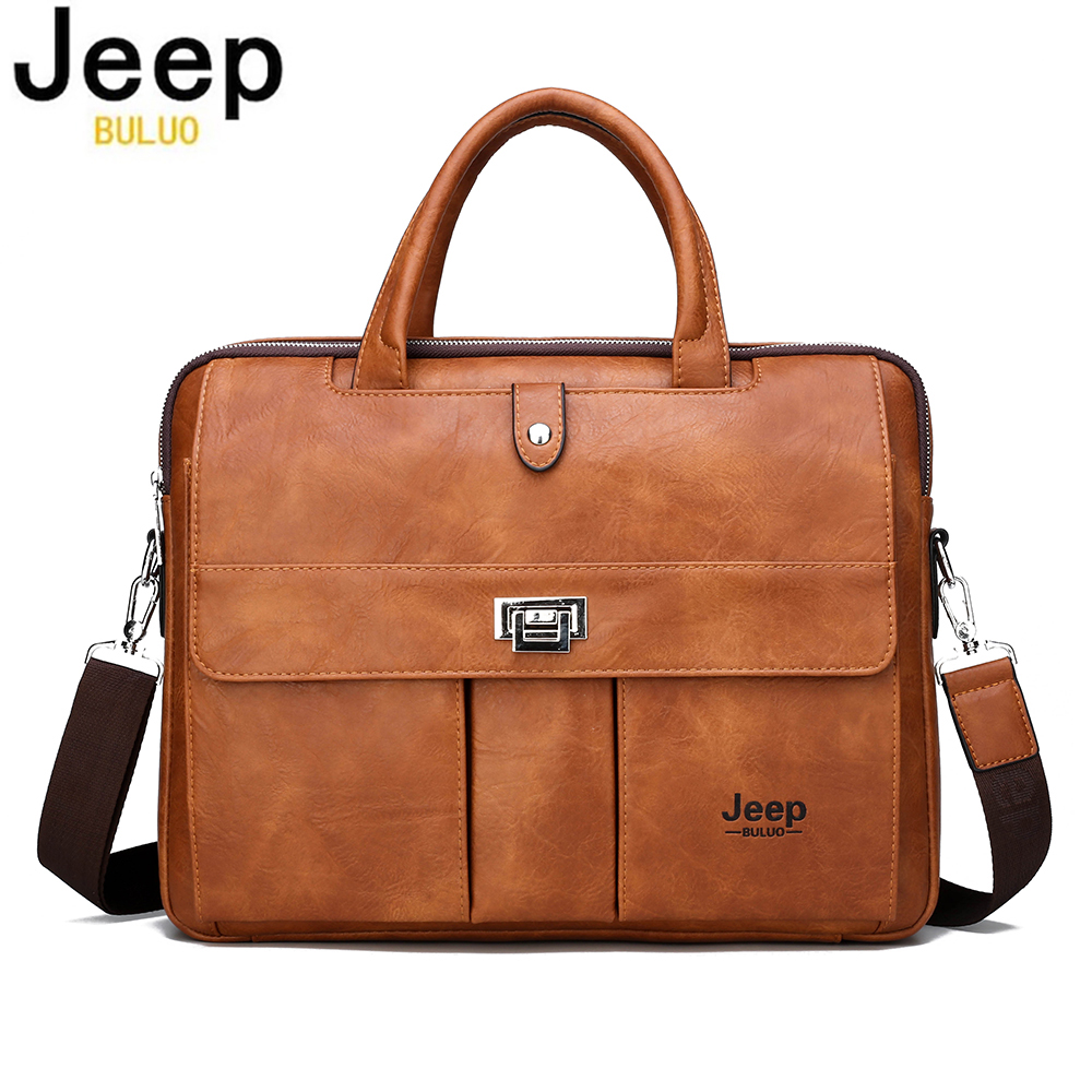 Leather Work Bag Laptop - Jeep Buluo leren aktetas voor heren,