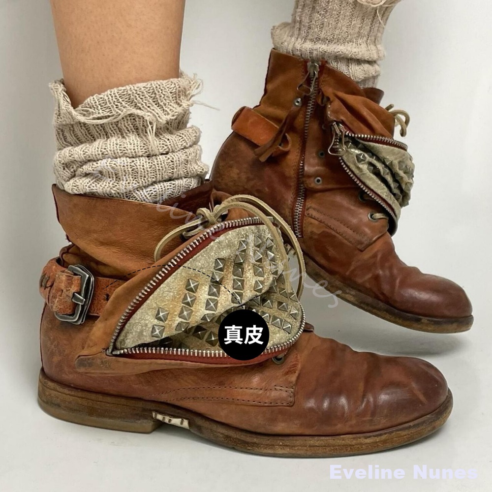 Vintage verweerde bruine enkel - Leatherwork Rivets recensie en prijs