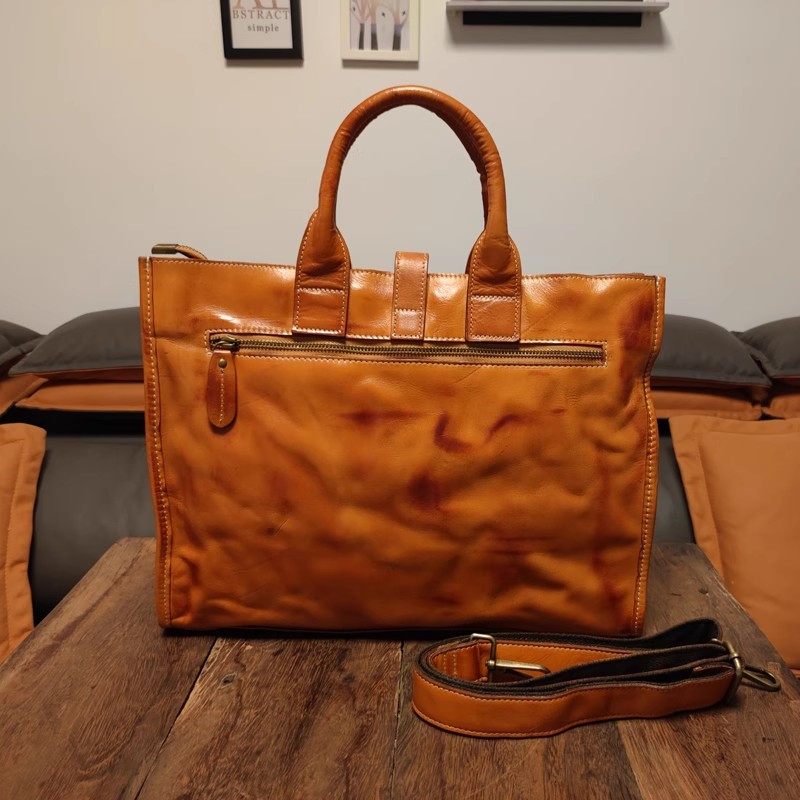 Eenvoudige vintage lederen her - Leather Work Bag Laptop recensie en prijs
