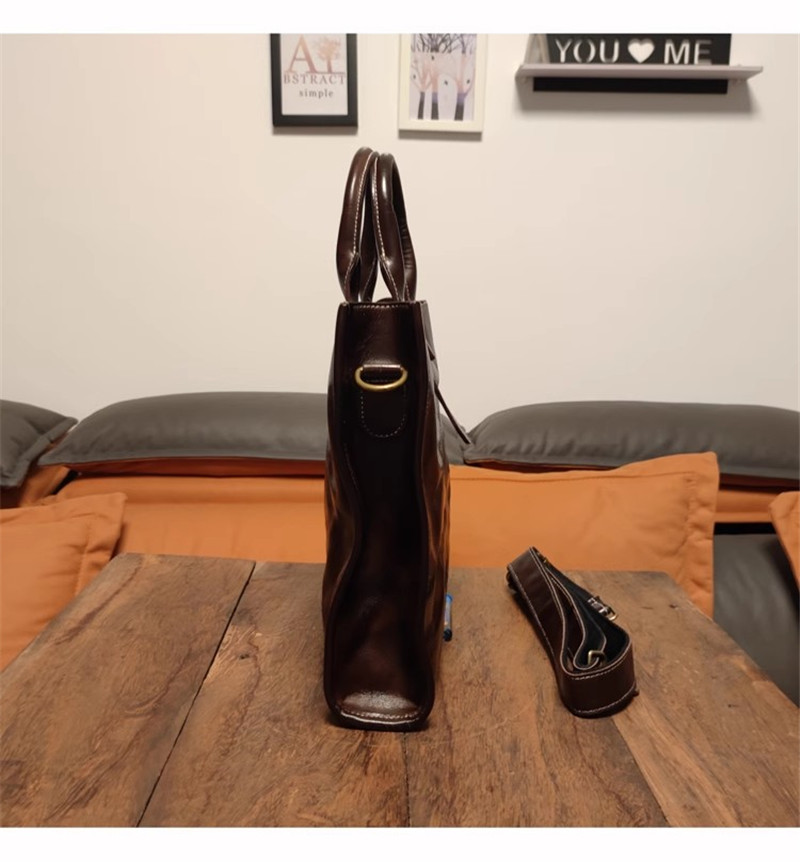 Eenvoudige vintage lederen her - Leather Work Bag Laptop recensie en prijs