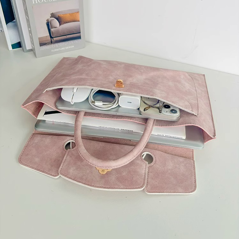 Elegante roze PU leren laptopt - Leather Work Bag Laptop recensie en prijs