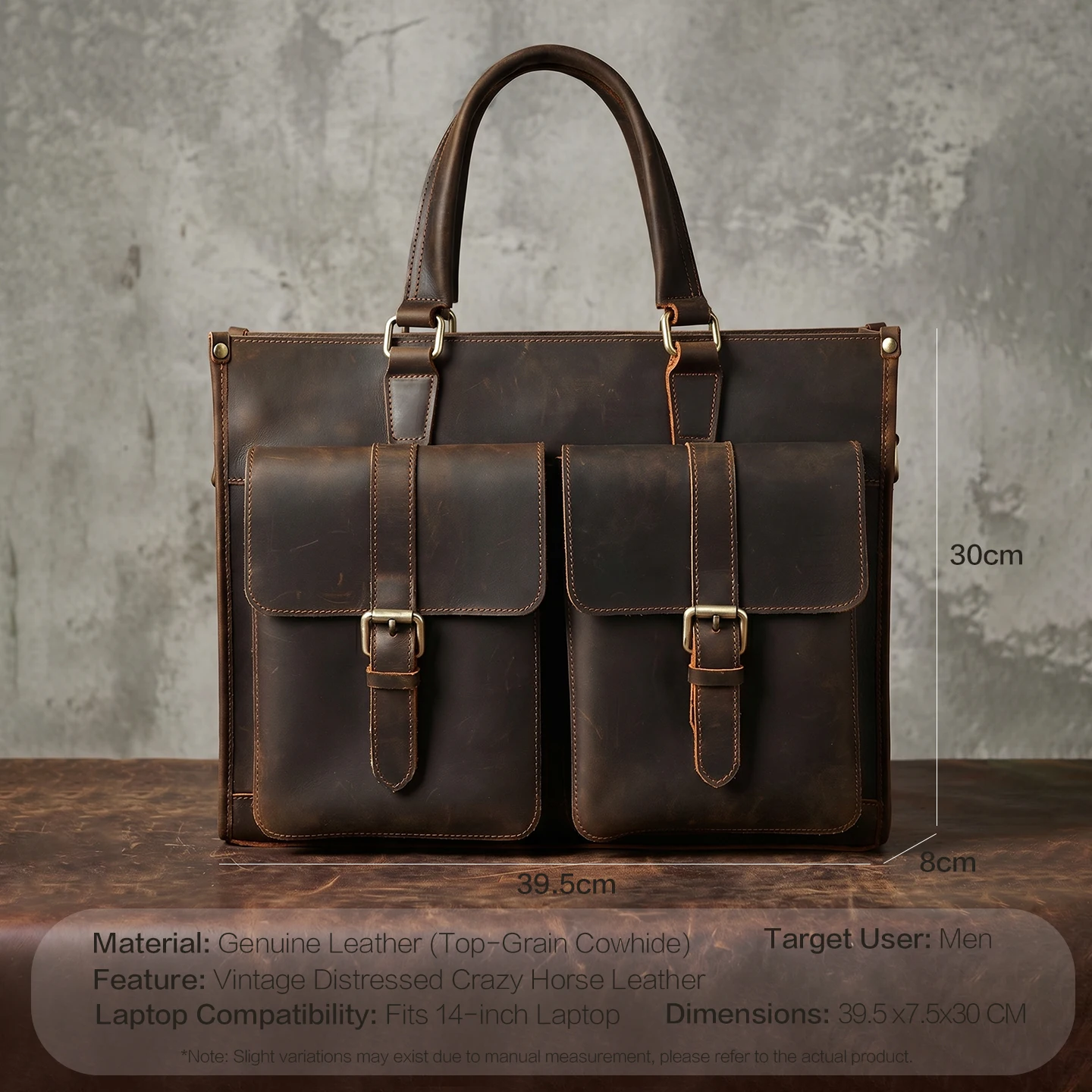 Vintage Echt Lederen Heren Sch - Leather Work Bag Laptop recensie en prijs