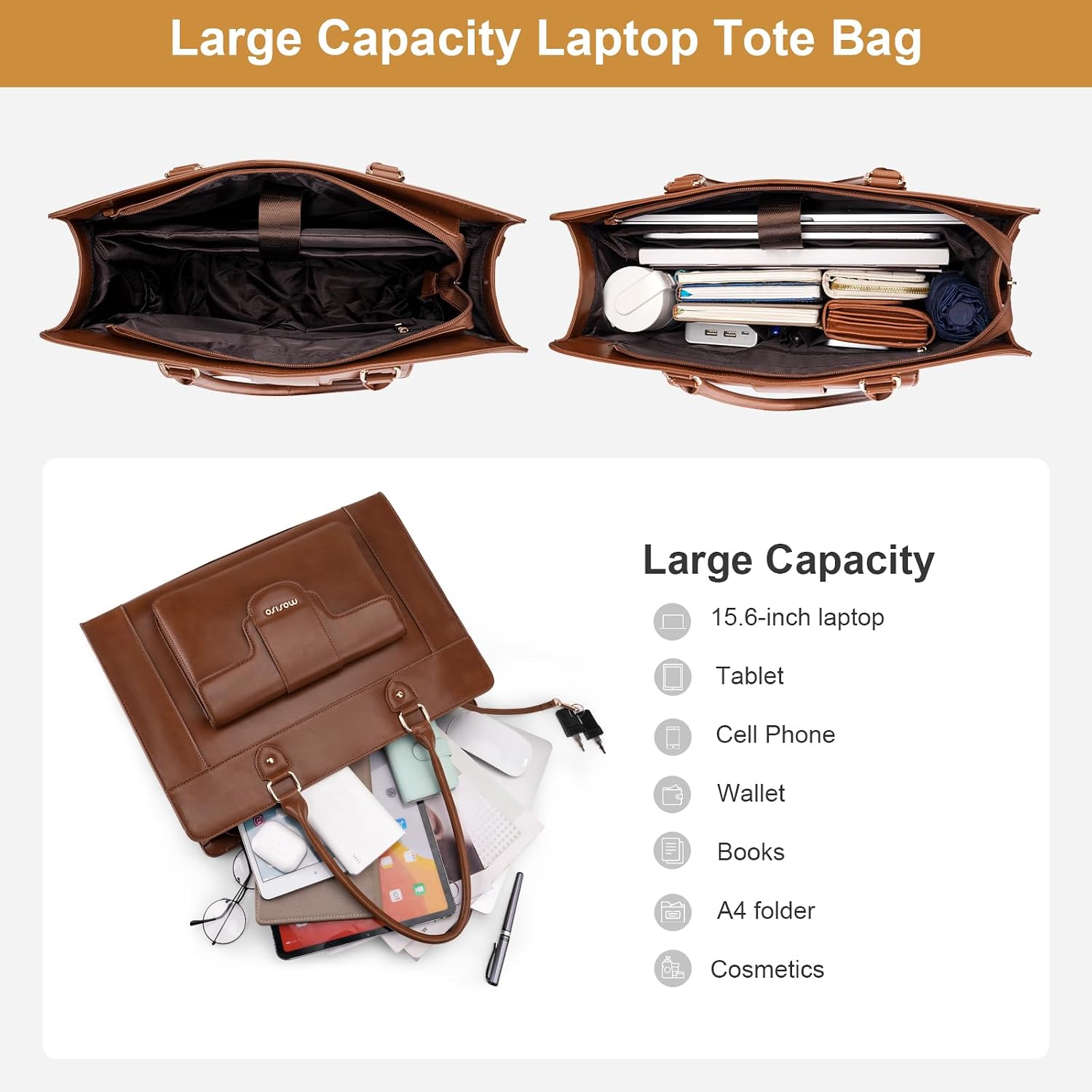 MOSISO laptoptas voor dames 15 - Leather Work Bag Laptop recensie en prijs