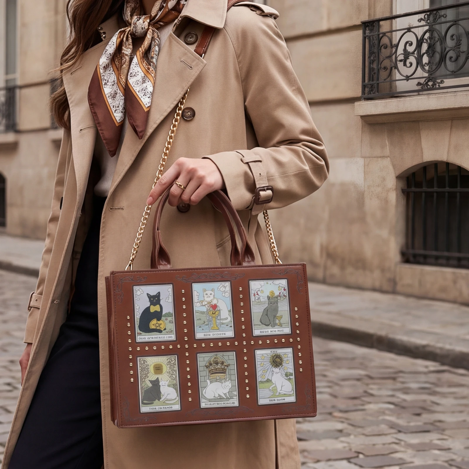 Cat Rivet Print Tote Bag voor  - Leatherwork Rivets recensie en prijs
