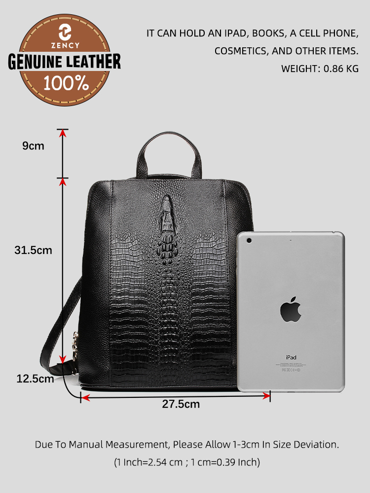 Zency Damesrugzak van krokodil - Leather Work Bag Laptop recensie en prijs